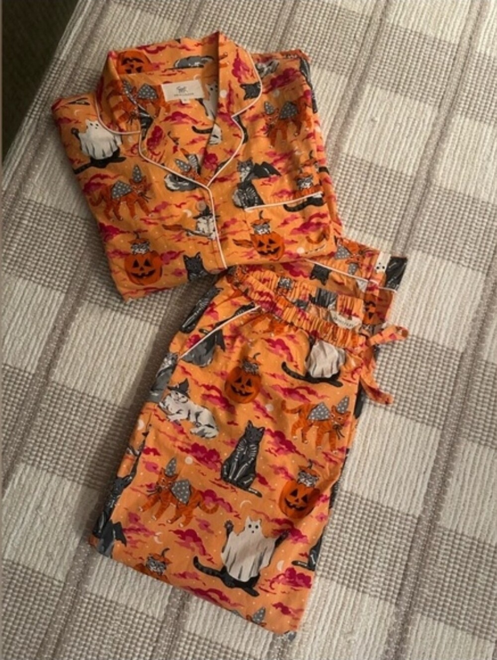 Printfresh Long PJ Set In Halloween Housecats - Picture 6 of 7